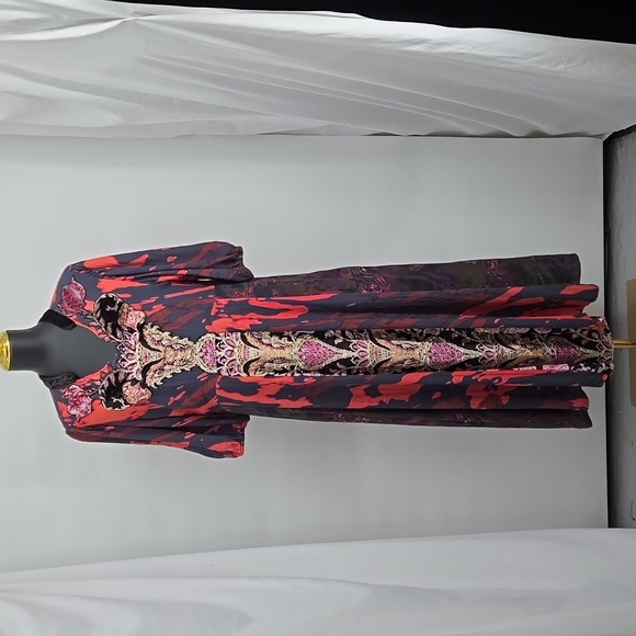 Soft Surroundings Epiphany Maxi Dress Velvet Floral Mixed Panel Rayon Plus SZ 14 - Picture 6 of 17